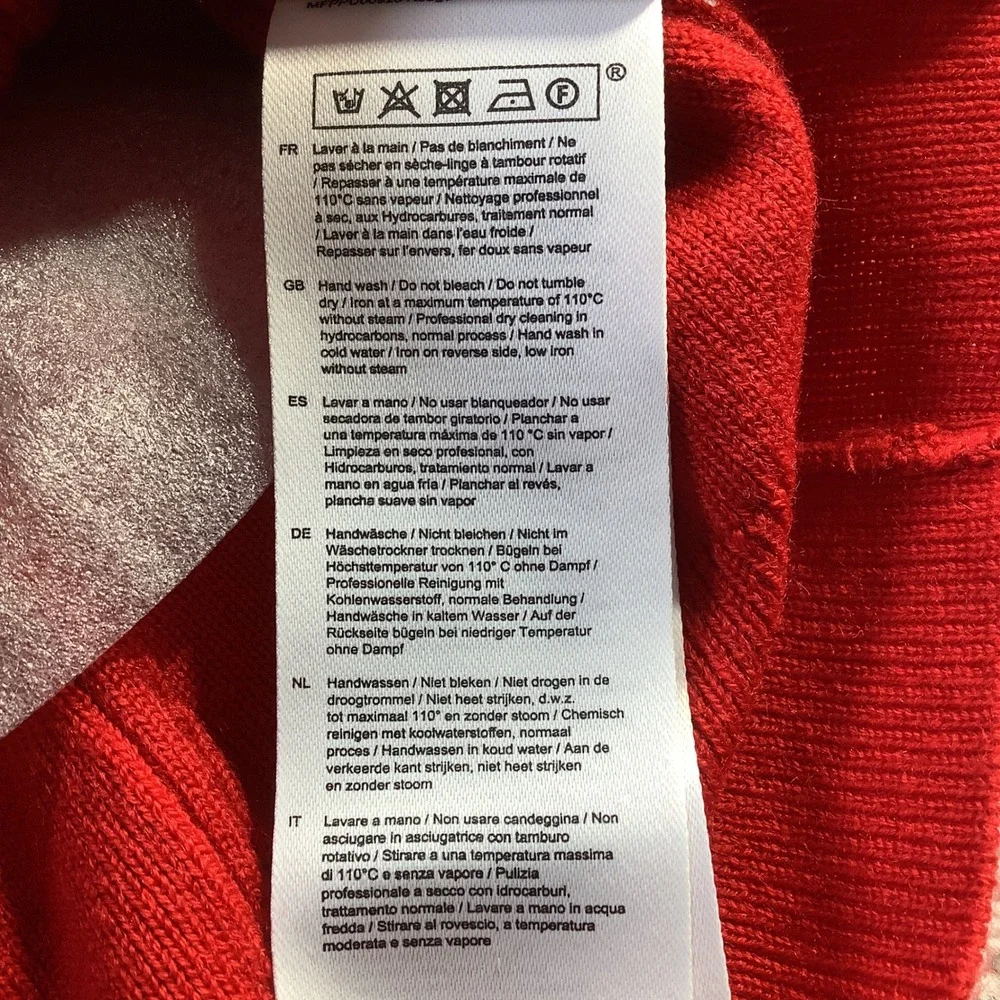 Maje Mizoly Red‎ Wool Blend Embroidered Polo Sweater Gold Buttons Size 1 NWT